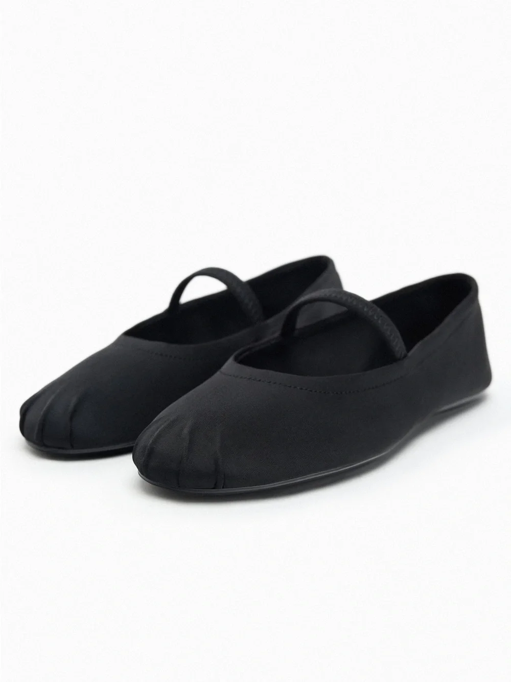 Zara Black Ballet Flats with Elastic Strap